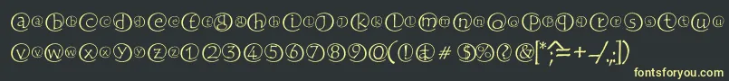 フォントFabChiocciole – 黒い背景に黄色の文字