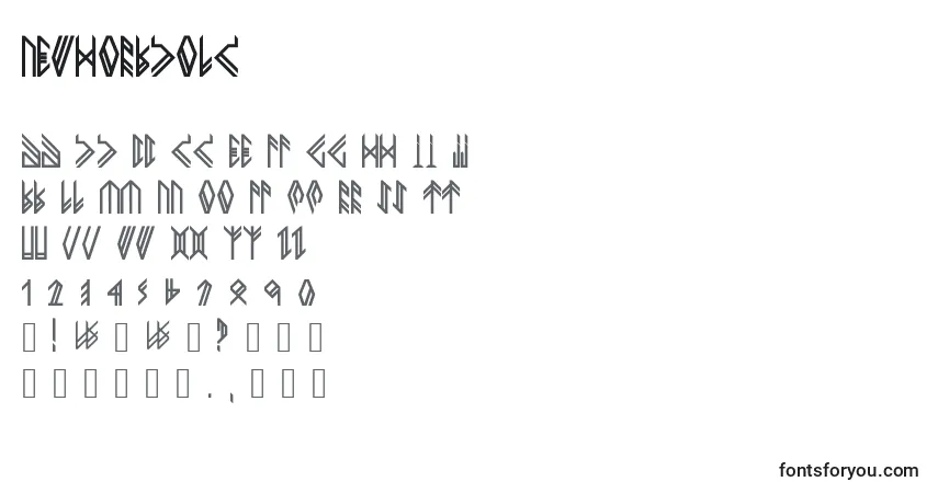 A fonte Newhorkbold – alfabeto, números, caracteres especiais