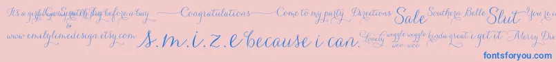 CarolynaWords Font – Blue Fonts on Pink Background