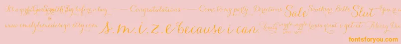 CarolynaWords-Schriftart – Orangefarbene Schriften auf rosa Hintergrund