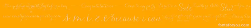 CarolynaWords-Schriftart – Rosa Schriften auf orangefarbenem Hintergrund