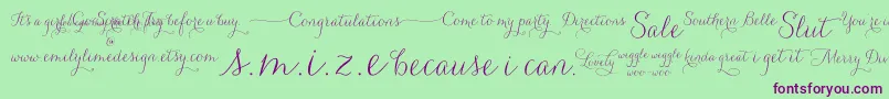 CarolynaWords Font – Purple Fonts on Green Background