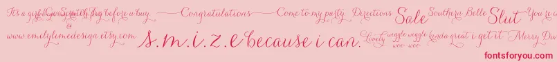 CarolynaWords-Schriftart – Rote Schriften auf rosa Hintergrund