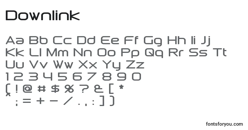 A fonte Downlink – alfabeto, números, caracteres especiais