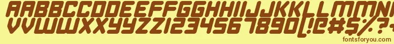フォントHappyBombItalic – 茶色の文字が黄色の背景にあります。
