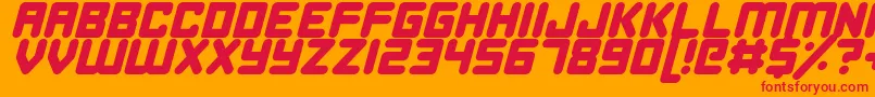 HappyBombItalic-Schriftart – Rote Schriften auf orangefarbenem Hintergrund