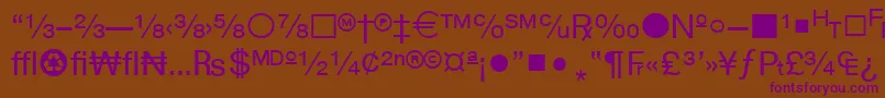 Czcionka WpTypographicsymbols – fioletowe czcionki na brązowym tle