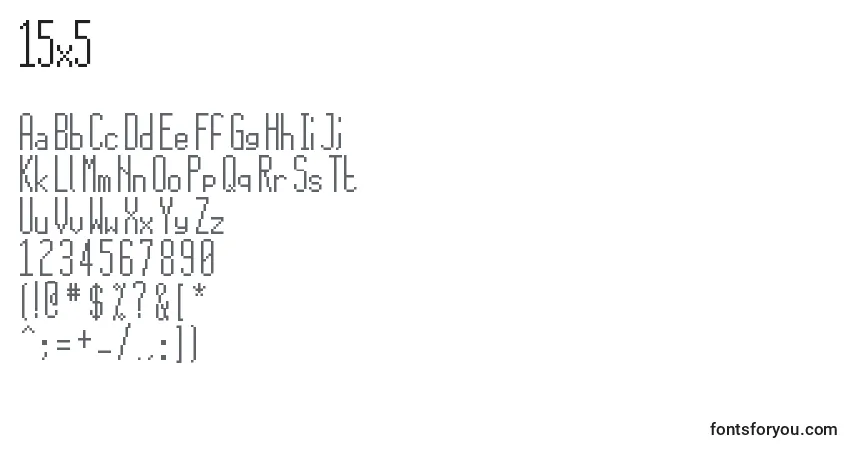 Schriftart 15x5 – Alphabet, Zahlen, spezielle Symbole