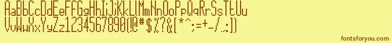 フォント15x5 – 茶色の文字が黄色の背景にあります。