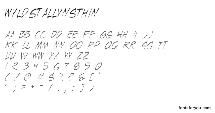 Schriftart WyldStallynsThin – Alphabet, Zahlen, spezielle Symbole