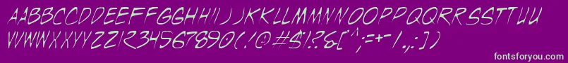 WyldStallynsThin Font – Green Fonts on Purple Background