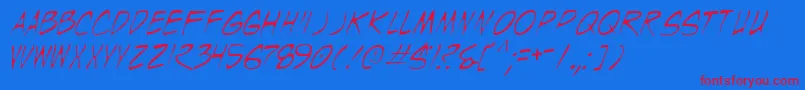 WyldStallynsThin Font – Red Fonts on Blue Background