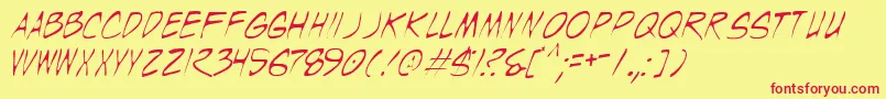 WyldStallynsThin Font – Red Fonts on Yellow Background