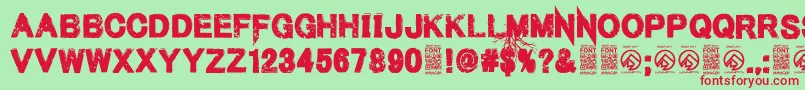 MenofnihilistRegular Font – Red Fonts on Green Background