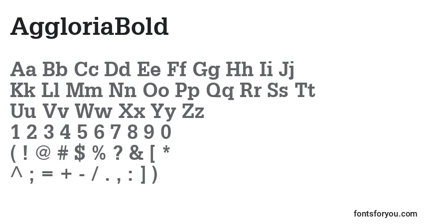 Schriftart AggloriaBold – Alphabet, Zahlen, spezielle Symbole