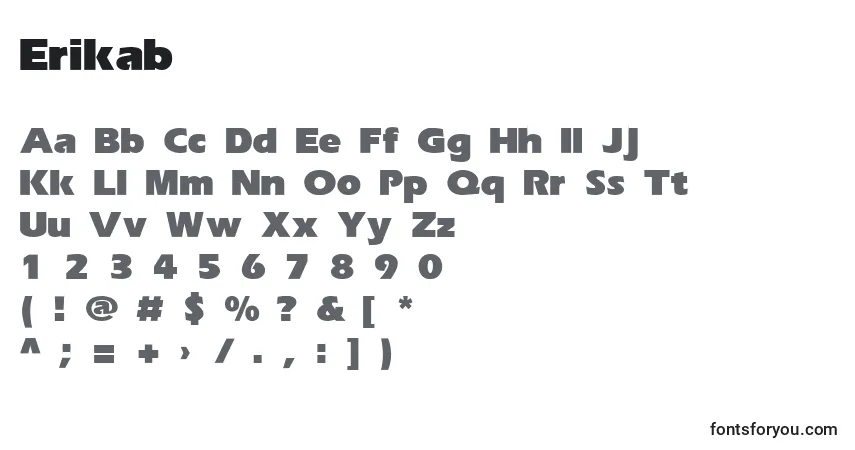 Czcionka Erikab – alfabet, cyfry, specjalne znaki
