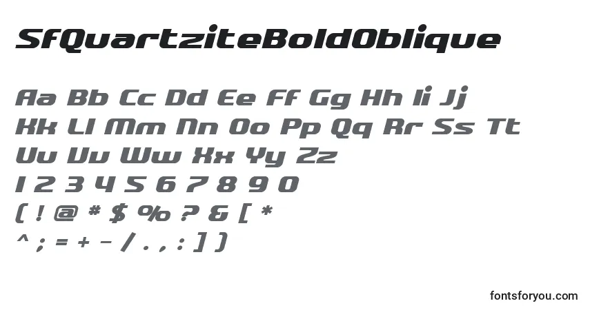 Шрифт SfQuartziteBoldOblique – алфавит, цифры, специальные символы