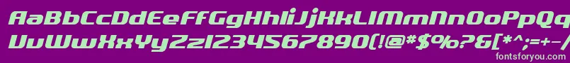 Шрифт SfQuartziteBoldOblique – зелёные шрифты на фиолетовом фоне