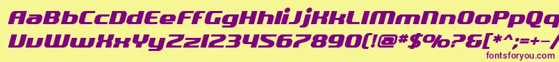 Шрифт SfQuartziteBoldOblique – фиолетовые шрифты на жёлтом фоне