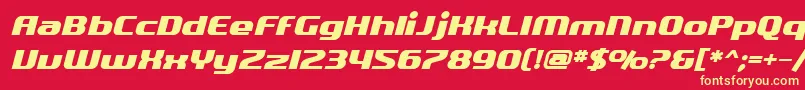 SfQuartziteBoldOblique-fontti – keltaiset fontit punaisella taustalla