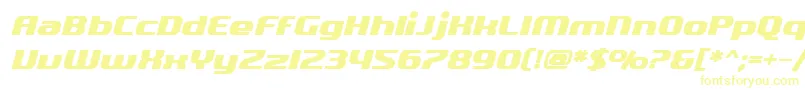 SfQuartziteBoldOblique-Schriftart – Gelbe Schriften auf weißem Hintergrund