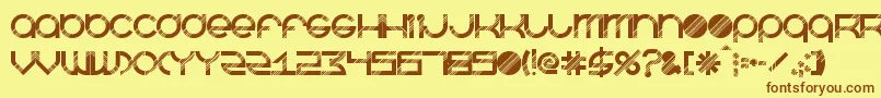 フォントBeastmodeDisco – 茶色の文字が黄色の背景にあります。