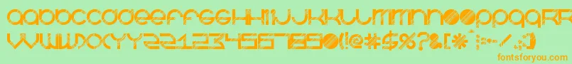 フォントBeastmodeDisco – オレンジの文字が緑の背景にあります。
