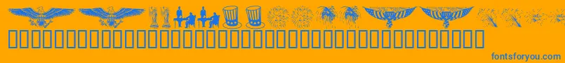 KrCelebrate2002 Font – Blue Fonts on Orange Background
