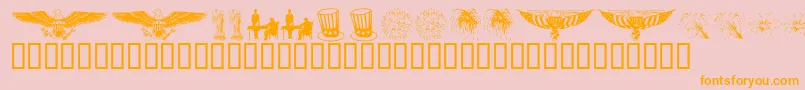 フォントKrCelebrate2002 – オレンジの文字がピンクの背景にあります。