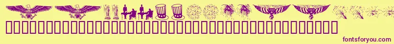 Fonte KrCelebrate2002 – fontes roxas em um fundo amarelo