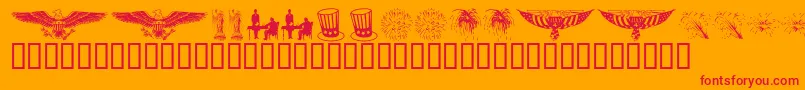 Fonte KrCelebrate2002 – fontes vermelhas em um fundo laranja
