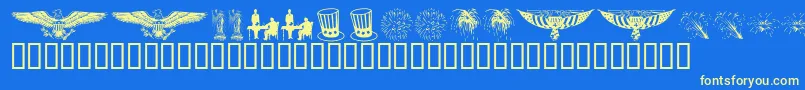 フォントKrCelebrate2002 – 黄色の文字、青い背景