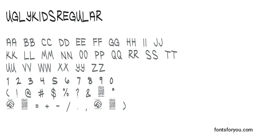 A fonte UglykidsRegular (76000) – alfabeto, números, caracteres especiais