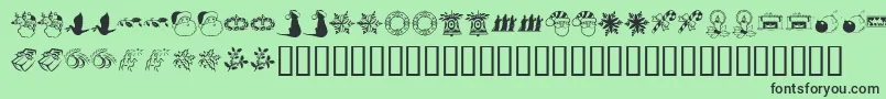 fuente KrChristmasDingsTwo – Fuentes Negras Sobre Fondo Verde