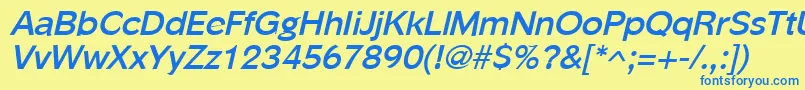 PhinsterBoldItalic Font – Blue Fonts on Yellow Background