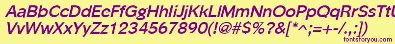 PhinsterBoldItalic Font – Purple Fonts on Yellow Background