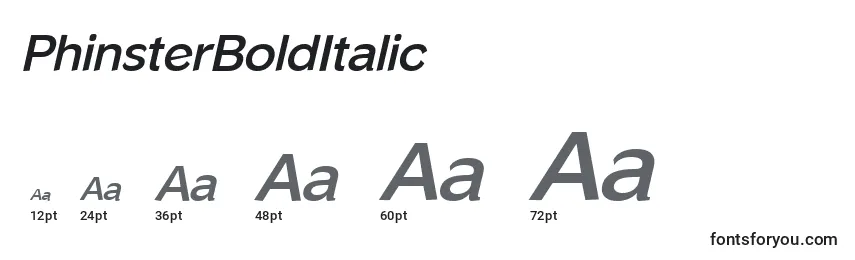 Размеры шрифта PhinsterBoldItalic
