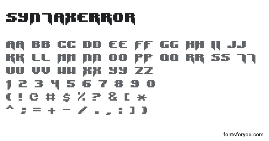 A fonte SyntaxError – alfabeto, números, caracteres especiais