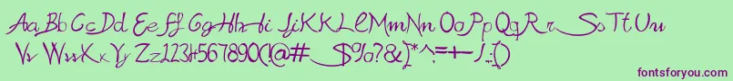 SabrinaAt Font – Purple Fonts on Green Background