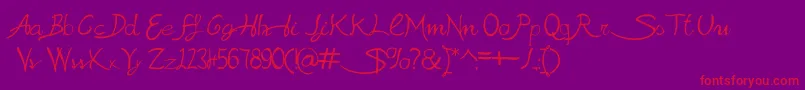 SabrinaAt-Schriftart – Rote Schriften auf violettem Hintergrund