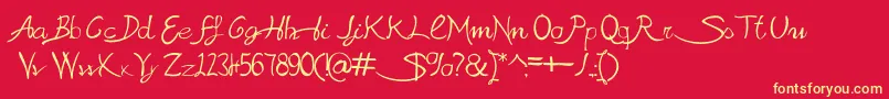 SabrinaAt Font – Yellow Fonts on Red Background