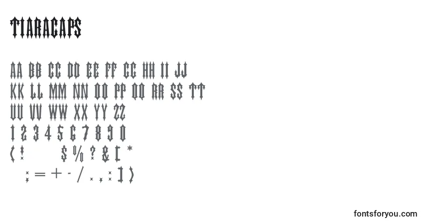 Schriftart TiaraCaps – Alphabet, Zahlen, spezielle Symbole