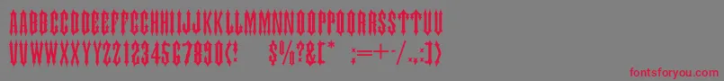 フォントTiaraCaps – 赤い文字の灰色の背景