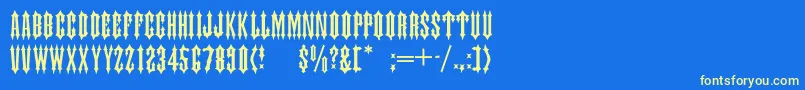 TiaraCaps Font – Yellow Fonts on Blue Background