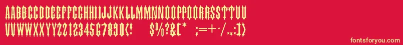 フォントTiaraCaps – 黄色の文字、赤い背景