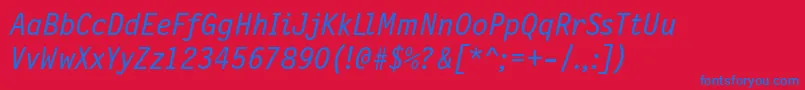 フォントNewlettergothiccItalic – 赤い背景に青い文字