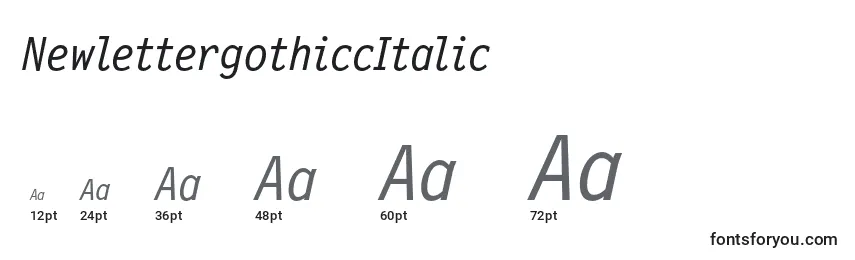 Размеры шрифта NewlettergothiccItalic