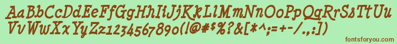 MinyaNouvelleBoldItalic Font – Brown Fonts on Green Background