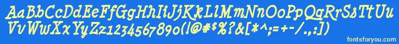 MinyaNouvelleBoldItalic Font – Yellow Fonts on Blue Background