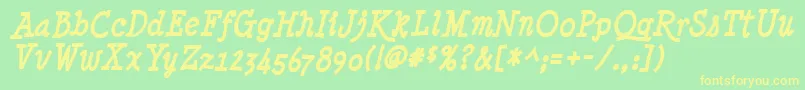 MinyaNouvelleBoldItalic Font – Yellow Fonts on Green Background